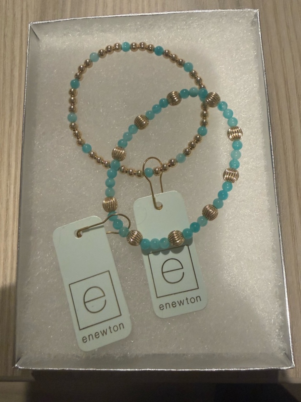 enewton Turquoise Beaded Stretch Bracelet - Gold Accents